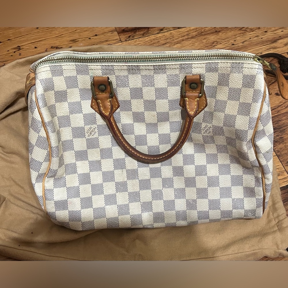 Louis Vuitton Checkered Bag with Tan Accents